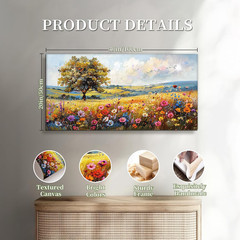 Spring Landscape Canvas Art – Colorful Tree & Wildflower Wall Decor 20×40 Inch