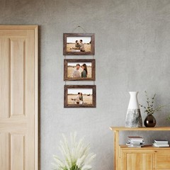 4×6 Wall Hanging Picture Frames Collage with 3 Opening Rustic Brown Frames