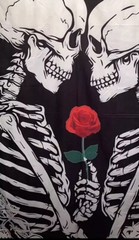 Skeletons In Love Rose Multicolor Tapestry 78×58 Home Decor Halloween Prop