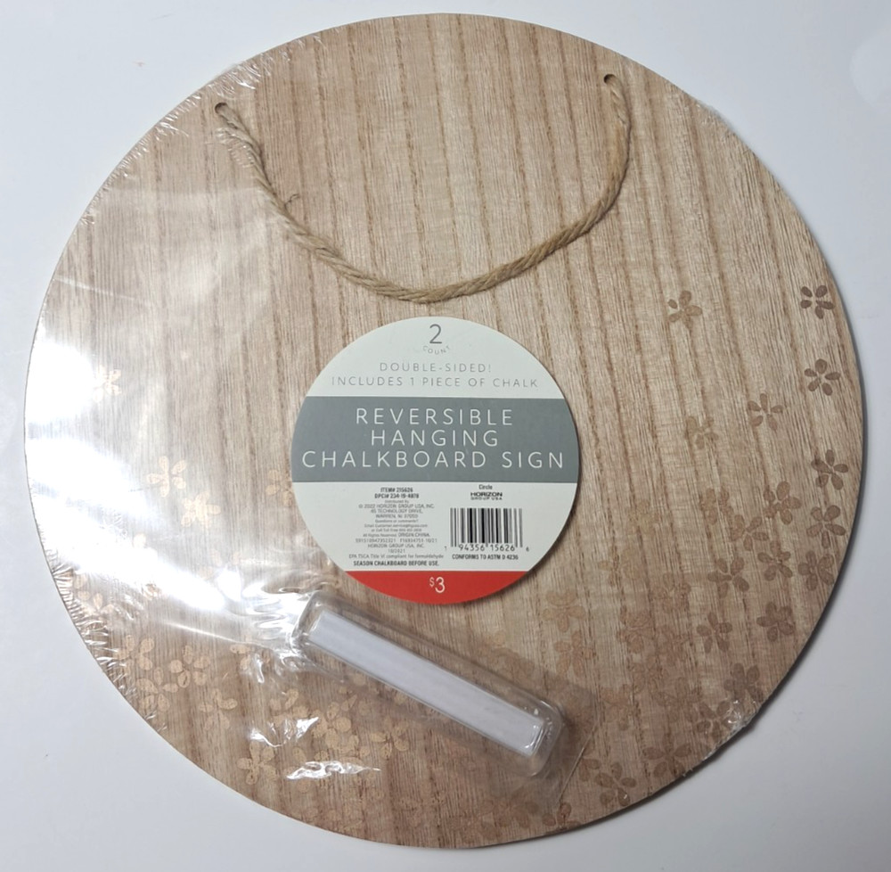 Reversible Hanging Circle Chalkboard sign Round with chalk 12 inches Durable