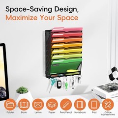 Hanging Wall File Organizer, Mail Organizer Wall Mounted with 8 Tier Black