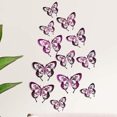 12 pcs 3d Light Purple New Model butterfly wall decor, party, wedding, diy