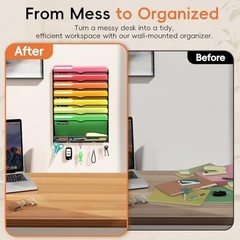 Hanging Wall File Organizer, Mail Organizer Wall Mounted with 8 Tier Black