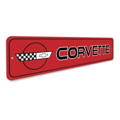 Chevy Corvette Garage Sign Custom Aluminum Personalized Man Cave Wall Decor