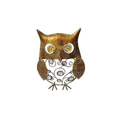 Unbranded Owl Figurine Home Decor OS Bronze Metal Scrollwork Crystal Accents