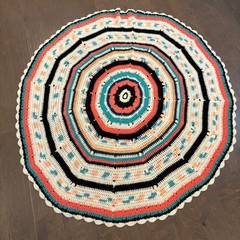 Handmade Crochet Round Area Rug Boho Mandala Circles Acrylic 52″