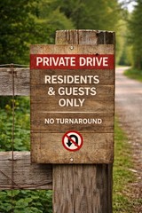 Rustic Private Drive Sign – Residents Guests Only No Turnaround 8×12 Aluminum