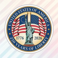 250th Anniversary of USA Sticker, 250 Years Of Liberty, 4th of July Gift Size 3″