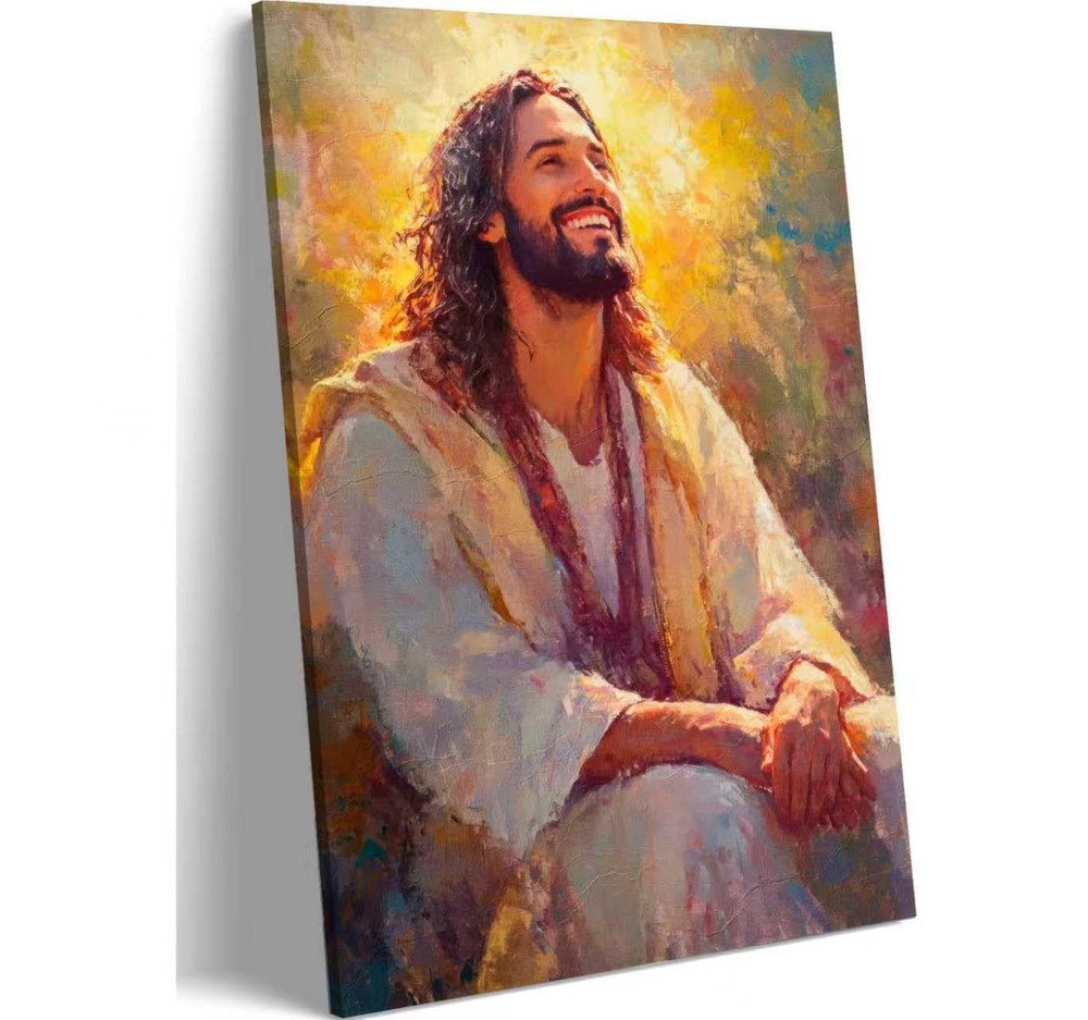 Jesus Smile Canvas Wall Art Winter Christian Painting Poster Christian Wall D