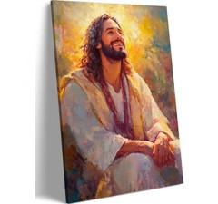Jesus Smile Canvas Wall Art Winter Christian Painting Poster Christian Wall D