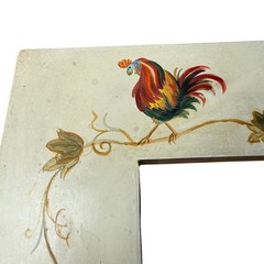 Hand Painted Rooster Vine Wooden Picture Frame Rustic Farmhouse 10in