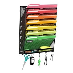 Hanging Wall File Organizer, Mail Organizer Wall Mounted with 8 Tier Black