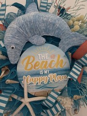 Dolphin, Beach, Summer, Hanging Wreath. Handcrafted. Brand New. Indoor/Outdoor ￼