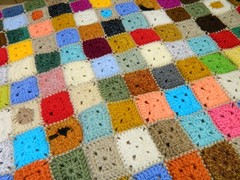Handmade Crochet Patchwork Solid Granny, Multi, 44″ x 32″ New, Unused