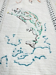 VTG Outdoors Wildlife Afghan Granny Throw Blanket Hunting Fishing Fish Deer Duck