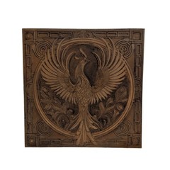 Phoenix Relief Wall Plaque Square Mythological Bird Art MFD Board 14.45″ READ