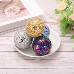 3Pcs Decorative Glass Balls 2.36 Inch Orbs Centerpiece Balls Bright Blue