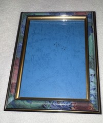 Set of 2 VTG 5×7 Floral Border Multicolor Photo Frames Gold/Black Trim 80s/90s