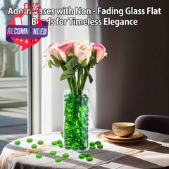 Green Glass Marbles 1 LB Transparent Smooth Flat