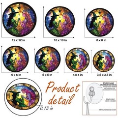 Fire Dragon Glass Suncatcher Round Stained Glass Style Window Hanging Decor Home