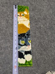 Ceramic Cats Wall Plaque Tile 3D Textured Hanging Rectangular Multicolor Decor