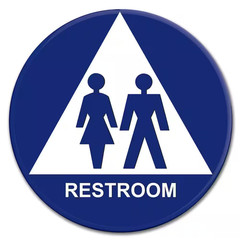 12 In. Blue Circle and Triangle Plastic Unisex Sign