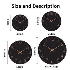 Wall Clock 8 Inch Black Battery Operated Silent Non Ticking Simple Minimalist…