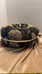 Elegant Tufted Black & Gold Round Decorative Throw Pillow