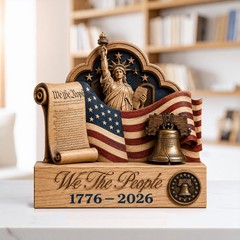 We The People 1776-2026 2D Wooden Plaque, Patriotic American Eagle Decor
