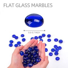 FUTUREPLUSX 1LB Blue Flat Glass Marbles, Premium Dark 1LB,