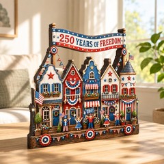 Personalized America 250 Years of Freedom Wooden Block Decor,Custom Patriotic