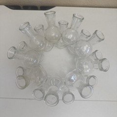 Vintage MCM Round 18 Cluster Glass Bud Vase / Plant Propagation Station Center