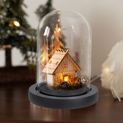 6.1″x5.9″ Clear Cloche Glass Dome Glass Bell Jar Display with Wooden Base