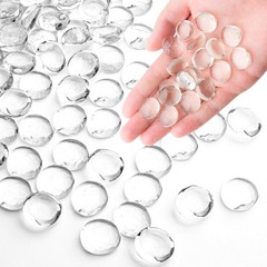 1 LB Clear Glass Marbles, Transparent and Smooth Flat Beads 1 LB,