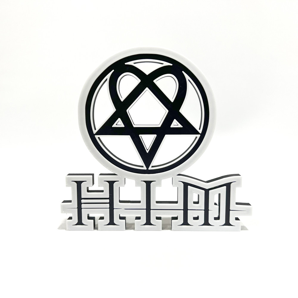 HIM Band Heartagram 3D Printed Sign – Gothic Rock Display Plaque Gift for Fans