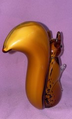 Murano Style Art 7″ Amber Glass Squirrel Figurine Paperweight Blown Glass