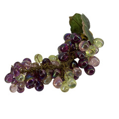 Vintage Lucite Iridescent Multicolor Grape Cluster Sugared Leaves 8″