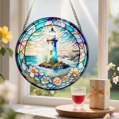 Lighthouse Stained Glass Sun Catcher – Unique Decor Gift for All Occasions