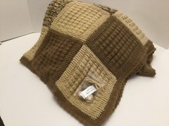AFGHAN – LARGE -Hand Knit- 56″ X 45″ – Brown/Tan/Mixed Brown – Machine Wash &Dry