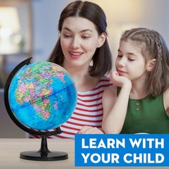 10in Kids World Globe Earth Ocean Rotating World Map Geography w/ Stand Desk