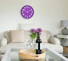 12-Inch Modern Purple Wall Clock, Silent Non-Ticking, Large Numbers, Accurate…