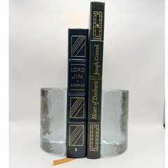 Vintage Blenko Art Glass Bookends Pair Mid Century Modern MCM 1960s Ice Cubes