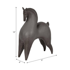 Gray 9 In. X 12 In. Resin Novelty Curved Horse Figurine