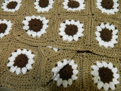 Large Handmade Crochet Afghan, Browns, Daisy, 18″ x 46″ New, Unused