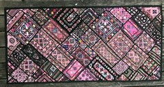 Pink patchwork mirror wall tapestry sindhi india pakistan 26″x54″