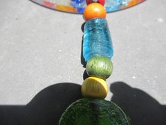 Fused Glass Round Evil Eye Mosaic Decor Wall Hanging, ~10″ long, 5″ diameter