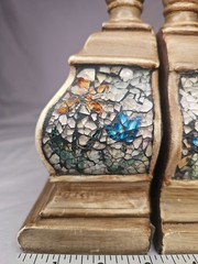 Antique Style Floral Bookends 7.5″ tall 2 Lbs (1 lb each) MOSIAC STYLE FLORAL