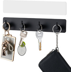 Key Holder with 4 Hooks,Key Hanger Organizer for Wall Mount with 2 Self-Adhesive
