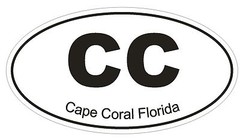 Cape Coral Florida Oval Bumper Sticker or Helmet Sticker D1291 Euro Oval
