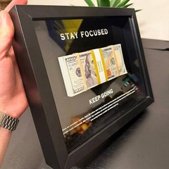 Motivational Money Frame ”STAY FOCUSED’ cash motivational Gift Luxury Decor